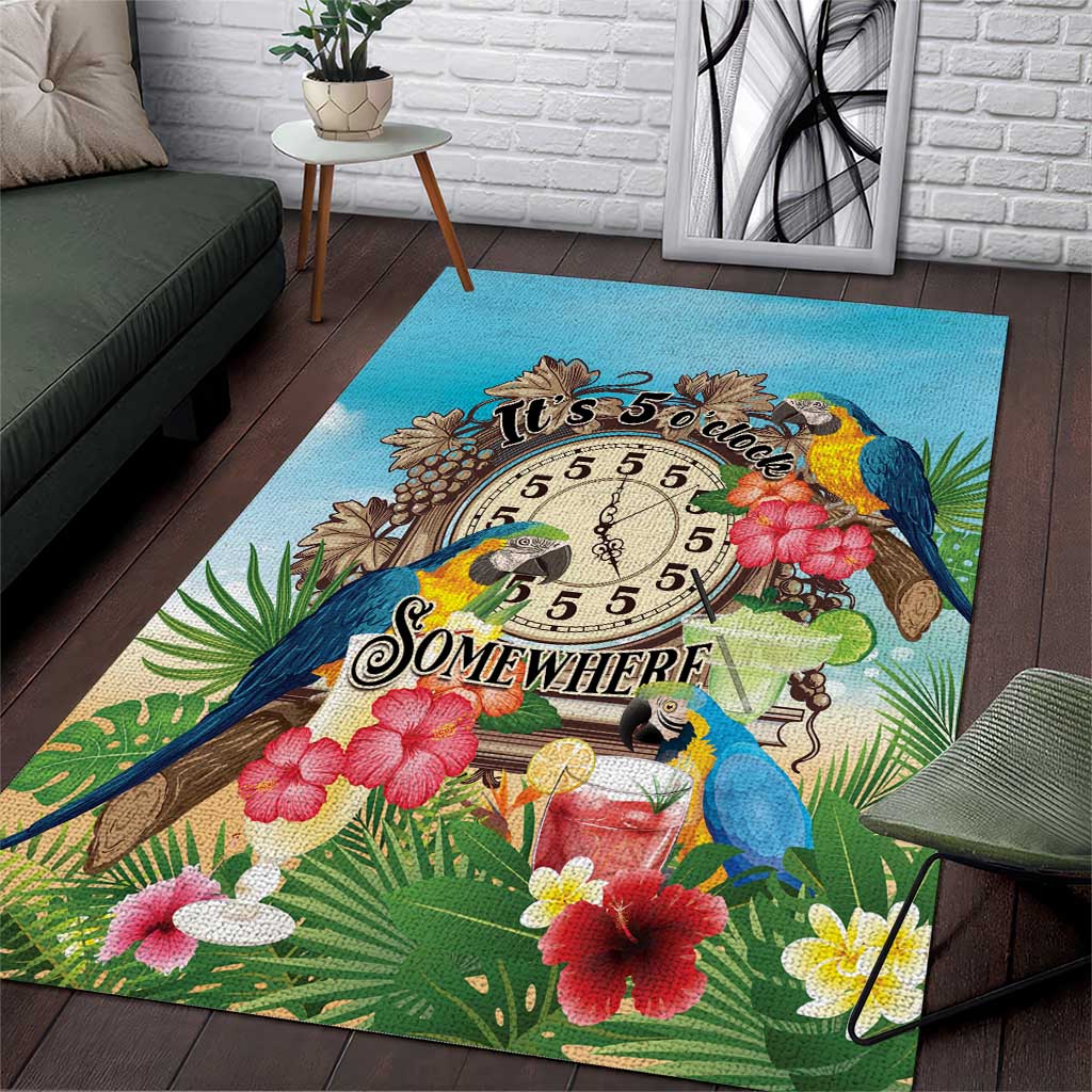 It's 5 o'clock Somewhere Area Rug Hawaiian Tropical Parrots - Wonder Print Shop
