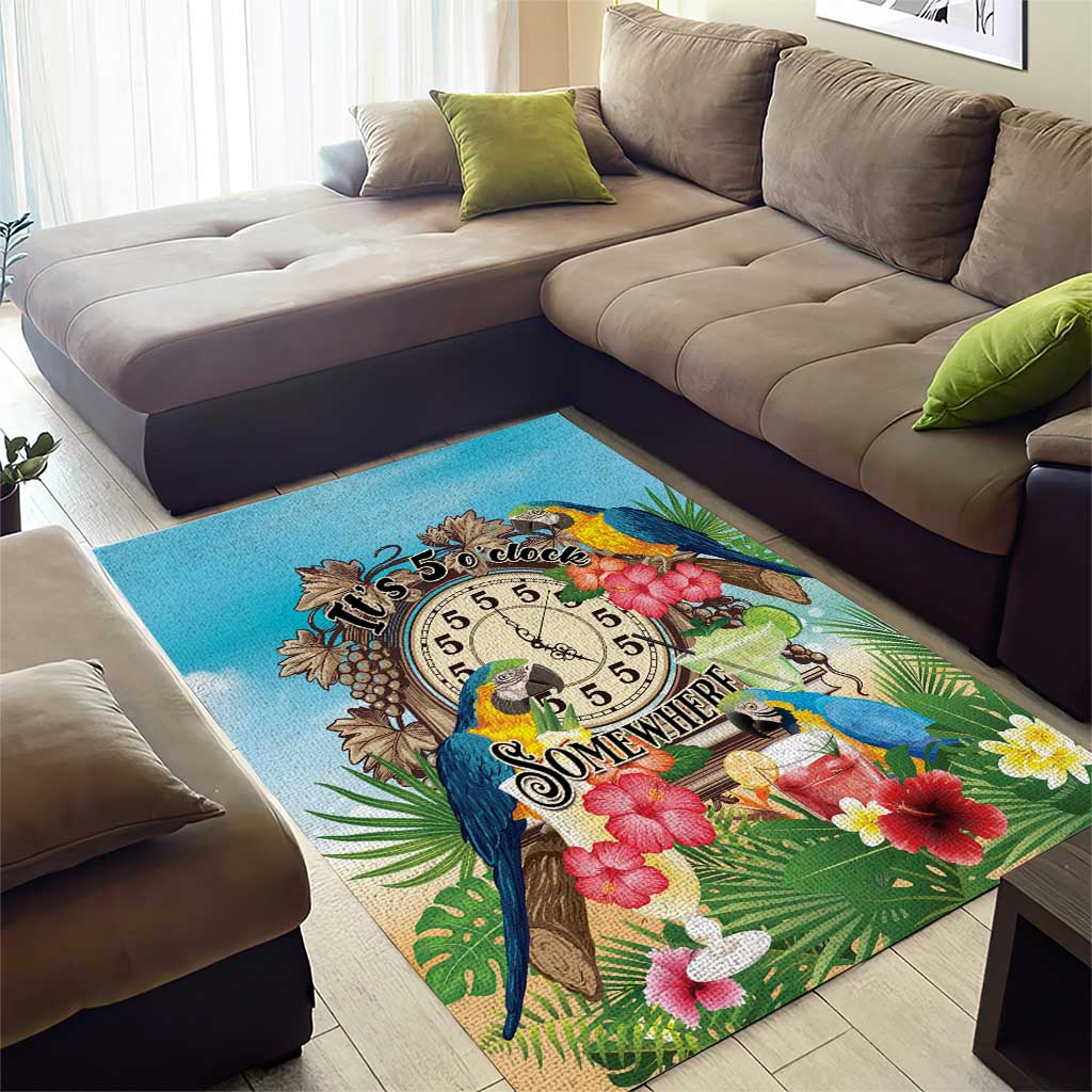 It's 5 o'clock Somewhere Area Rug Hawaiian Tropical Parrots - Wonder Print Shop