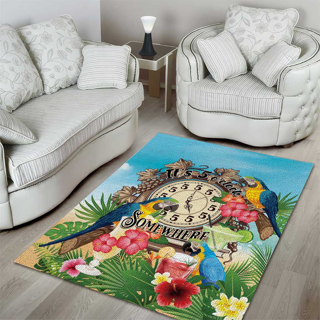 It's 5 o'clock Somewhere Area Rug Hawaiian Tropical Parrots - Wonder Print Shop