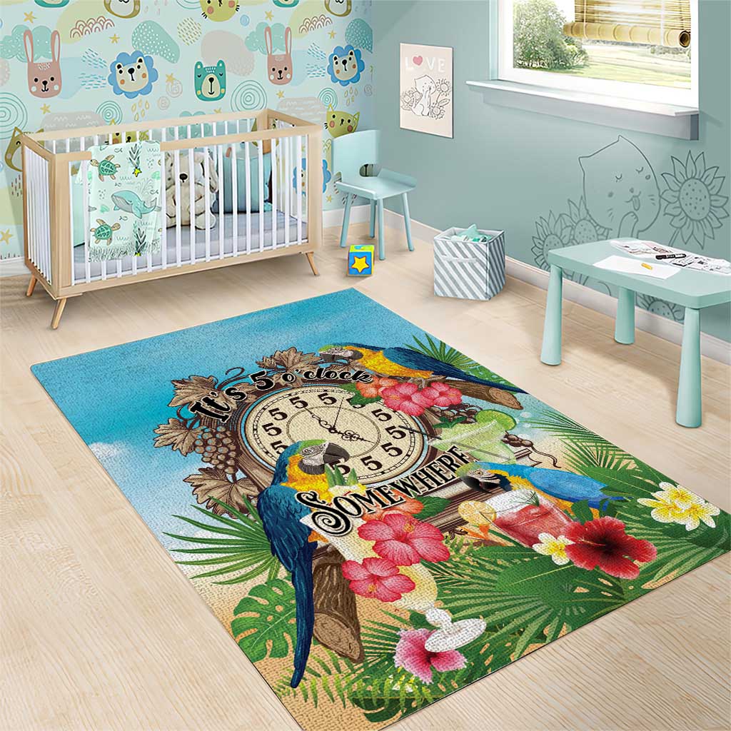It's 5 o'clock Somewhere Area Rug Hawaiian Tropical Parrots - Wonder Print Shop