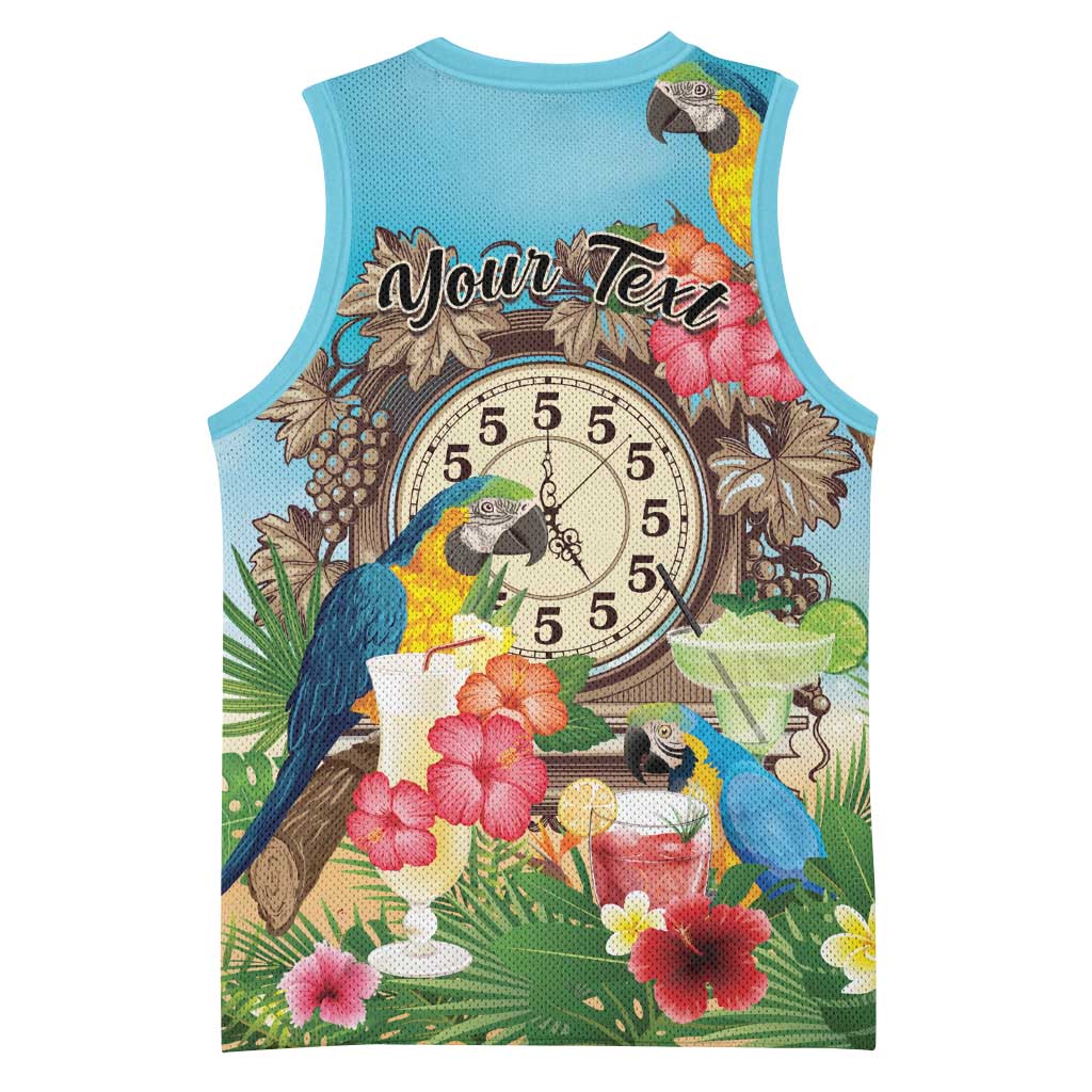 Personalized It's 5 o'clock Somewhere Basketball Jersey Hawaiian Tropical Parrots - Wonder Print Shop