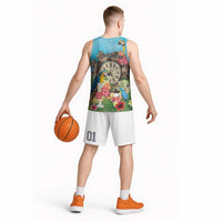 Personalized It's 5 o'clock Somewhere Basketball Jersey Hawaiian Tropical Parrots - Wonder Print Shop