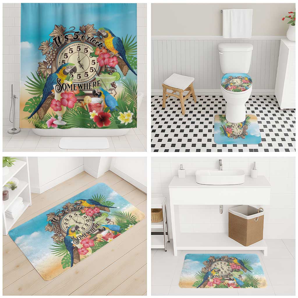 It's 5 o'clock Somewhere Bathroom Set Hawaiian Tropical Parrots - Wonder Print Shop