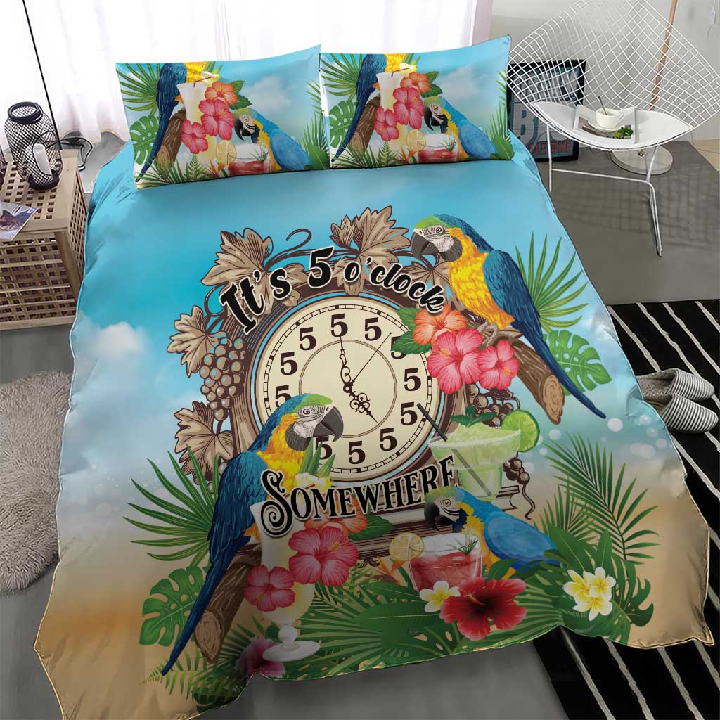 It's 5 o'clock Somewhere Bedding Set Hawaiian Tropical Parrots - Wonder Print Shop