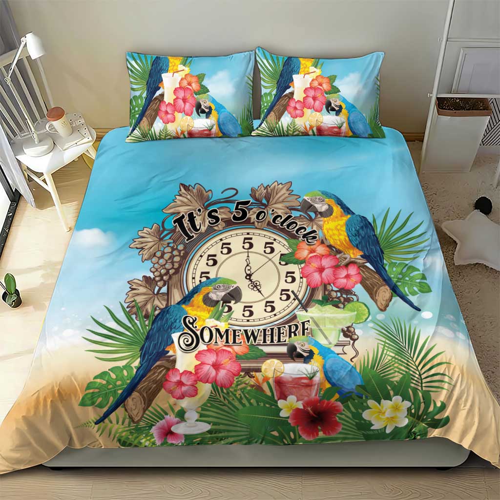 It's 5 o'clock Somewhere Bedding Set Hawaiian Tropical Parrots - Wonder Print Shop