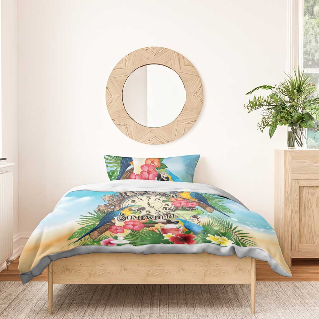 It's 5 o'clock Somewhere Bedding Set Hawaiian Tropical Parrots - Wonder Print Shop