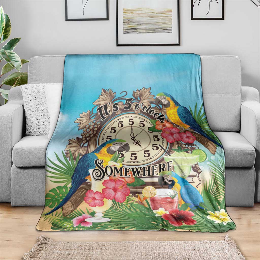 It's 5 o'clock Somewhere Blanket Hawaiian Tropical Parrots - Wonder Print Shop