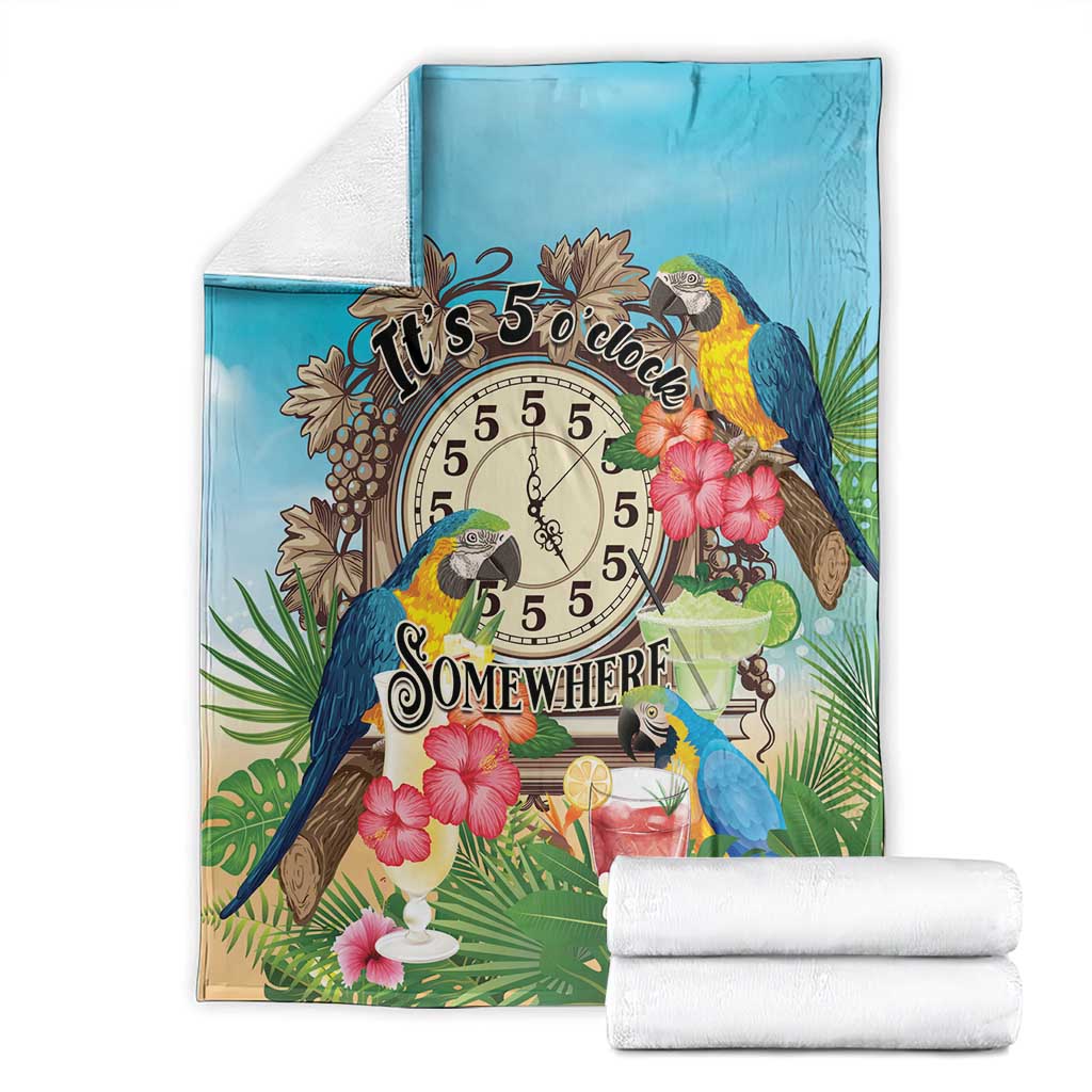 It's 5 o'clock Somewhere Blanket Hawaiian Tropical Parrots - Wonder Print Shop