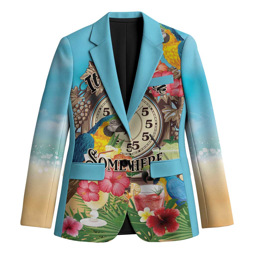 Personalized It's 5 o'clock Somewhere Blazer Hawaiian Tropical Parrots - Wonder Print Shop