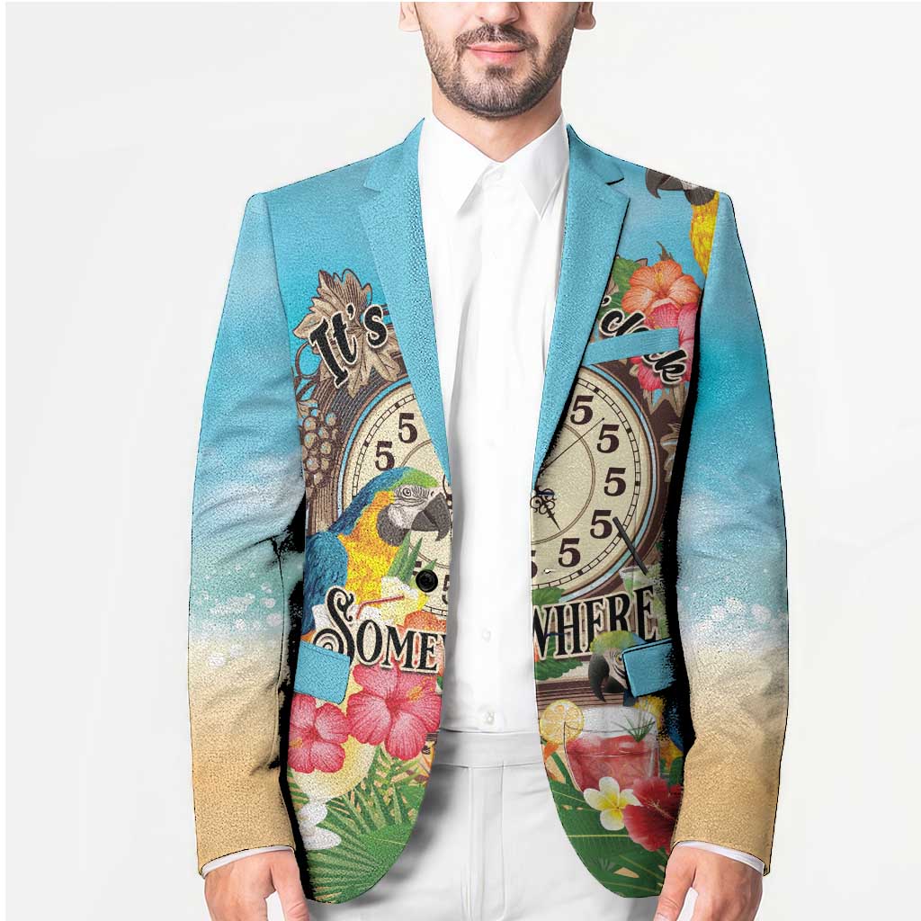 Personalized It's 5 o'clock Somewhere Blazer Hawaiian Tropical Parrots - Wonder Print Shop