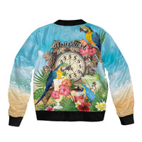 Personalized It's 5 o'clock Somewhere Bomber Jacket Hawaiian Tropical Parrots - Wonder Print Shop