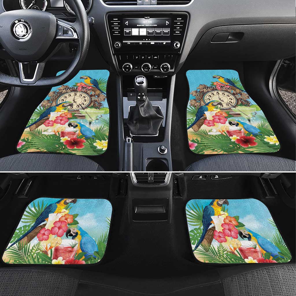 Personalized It's 5 o'clock Somewhere Car Mats Hawaiian Tropical Parrots - Wonder Print Shop