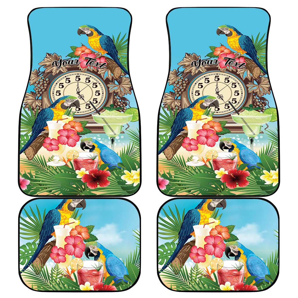 Personalized It's 5 o'clock Somewhere Car Mats Hawaiian Tropical Parrots - Wonder Print Shop