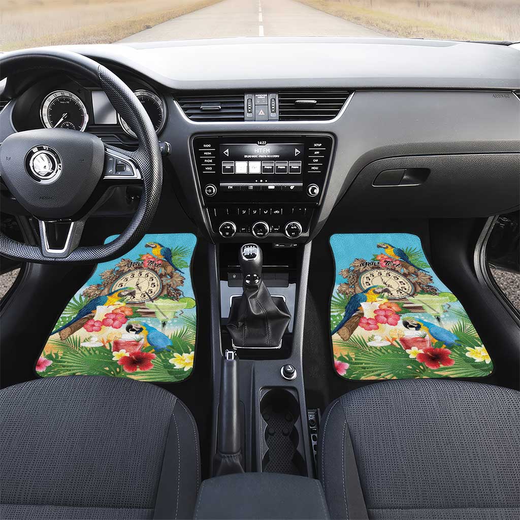 Personalized It's 5 o'clock Somewhere Car Mats Hawaiian Tropical Parrots - Wonder Print Shop