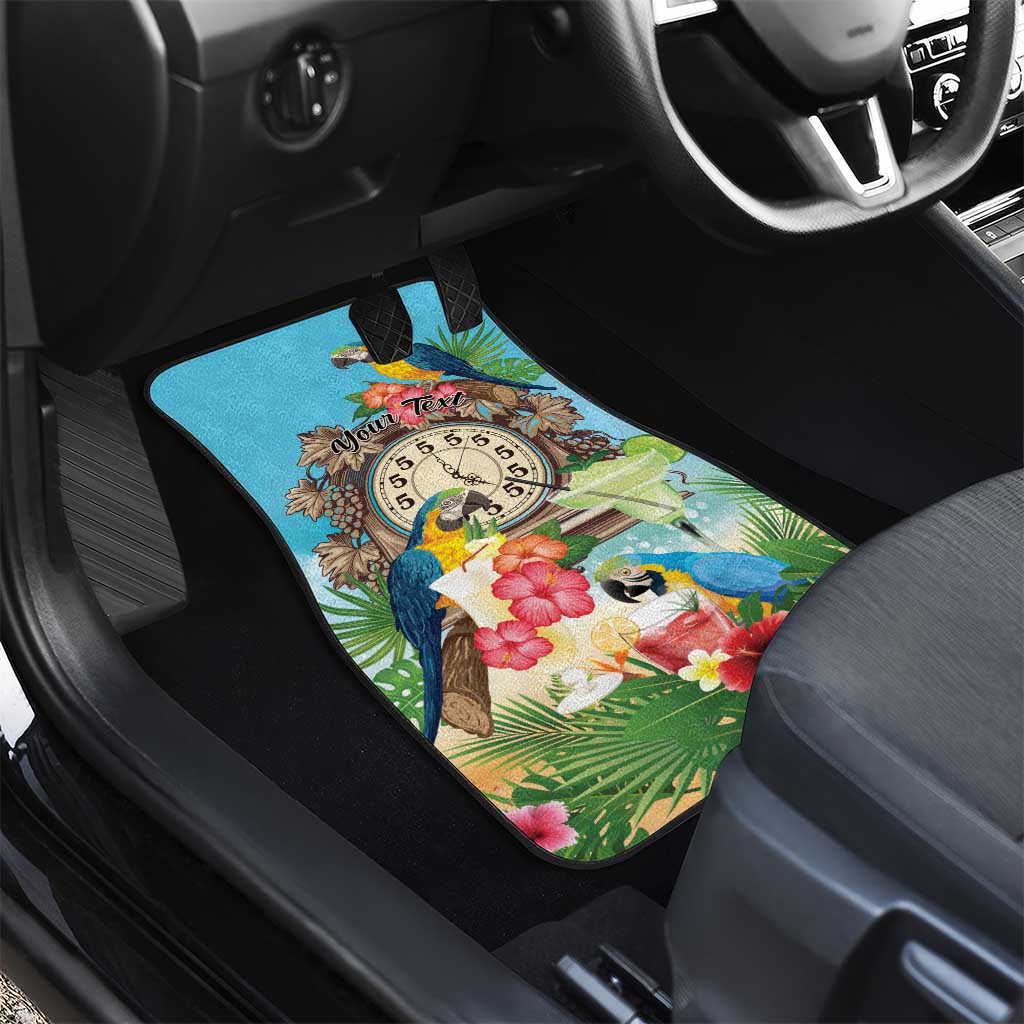 Personalized It's 5 o'clock Somewhere Car Mats Hawaiian Tropical Parrots - Wonder Print Shop