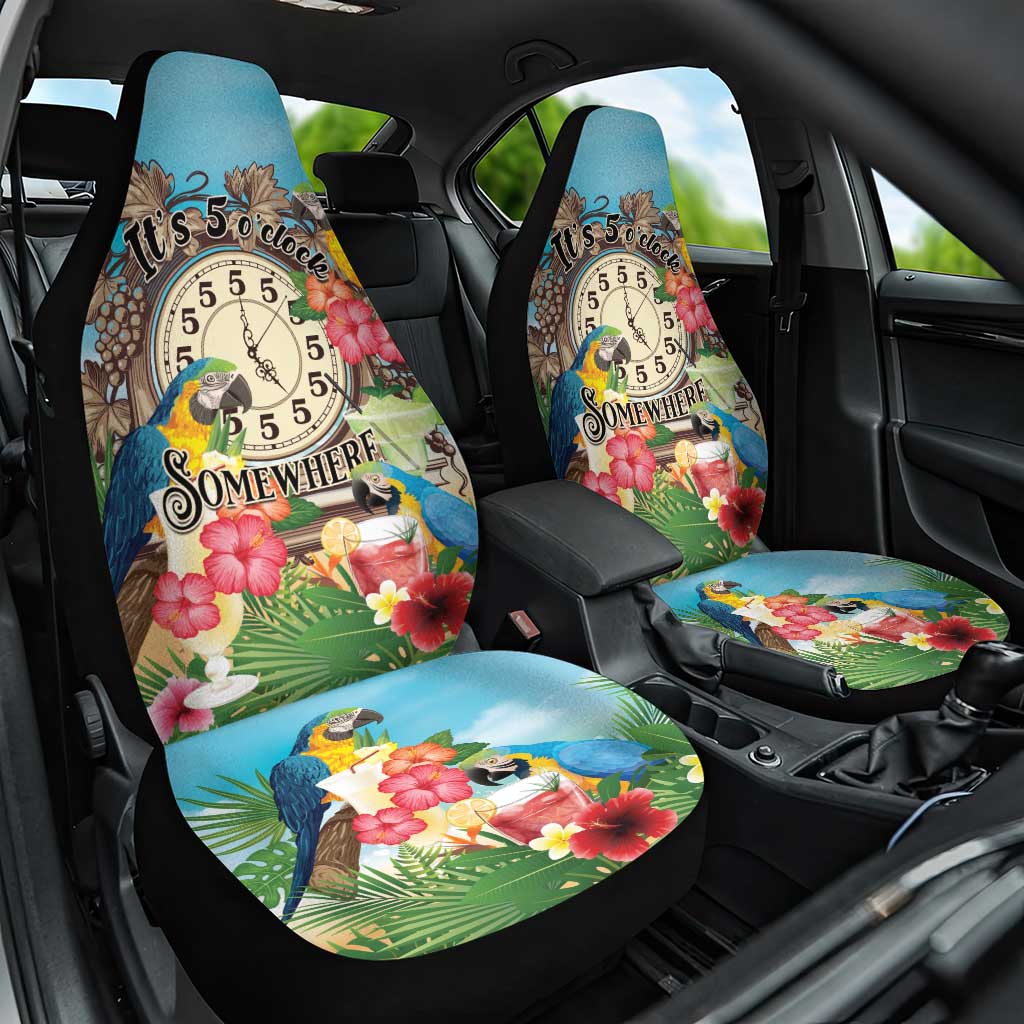 It's 5 o'clock Somewhere Car Seat Cover Hawaiian Tropical Parrots - Wonder Print Shop