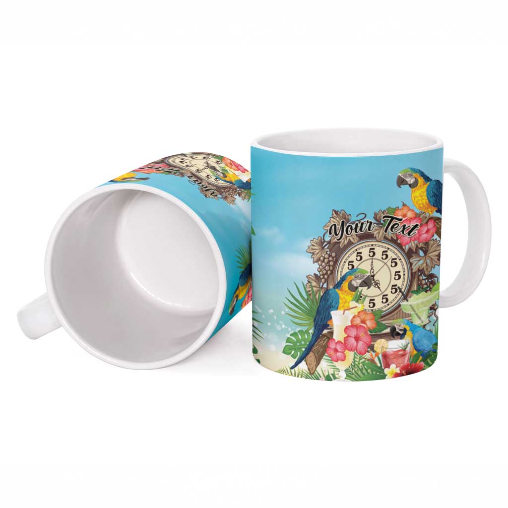 Personalized It's 5 o'clock Somewhere Ceramic Mug Hawaiian Tropical Parrots - Wonder Print Shop