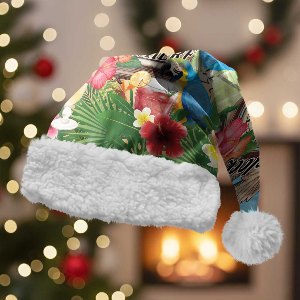 It's 5 o'clock Somewhere Christmas Santa Hat Hawaiian Tropical Parrots - Wonder Print Shop