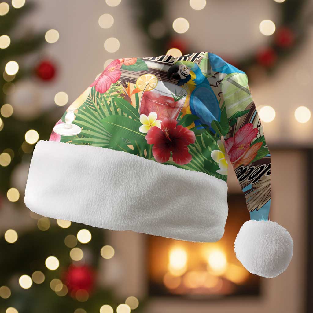 It's 5 o'clock Somewhere Christmas Santa Hat Hawaiian Tropical Parrots - Wonder Print Shop
