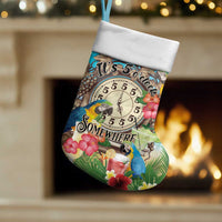 It's 5 o'clock Somewhere Christmas Stocking Hawaiian Tropical Parrots - Wonder Print Shop