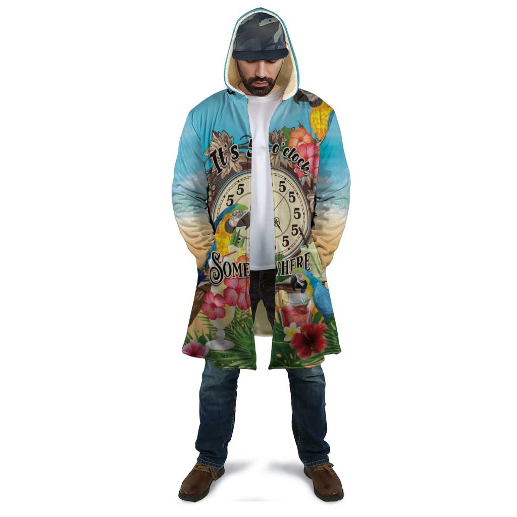 Personalized It's 5 o'clock Somewhere Cloak Hawaiian Tropical Parrots - Wonder Print Shop