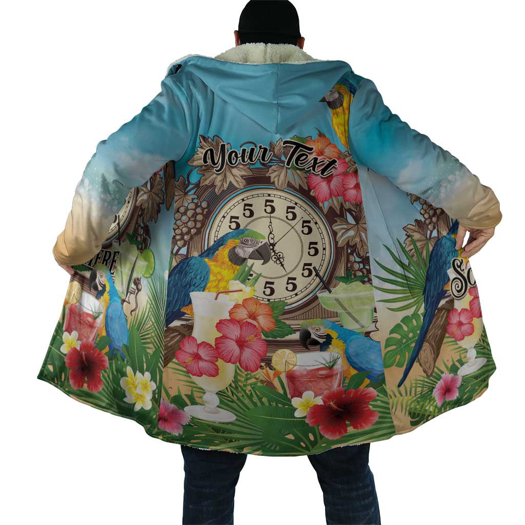 Personalized It's 5 o'clock Somewhere Cloak Hawaiian Tropical Parrots - Wonder Print Shop