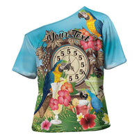 Personalized It's 5 o'clock Somewhere Cross Shoulder Shirt Hawaiian Tropical Parrots - Wonder Print Shop