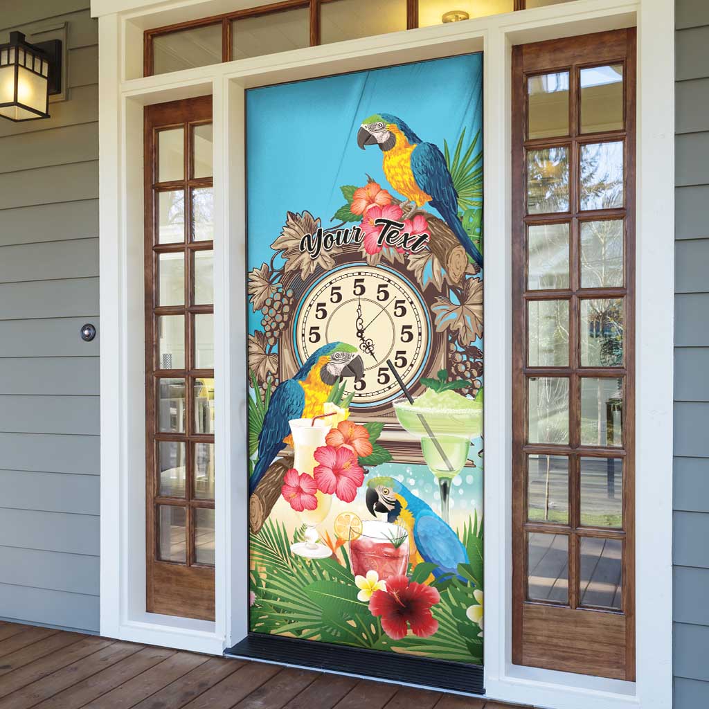 Personalized It's 5 o'clock Somewhere Door Cover Hawaiian Tropical Parrots - Wonder Print Shop