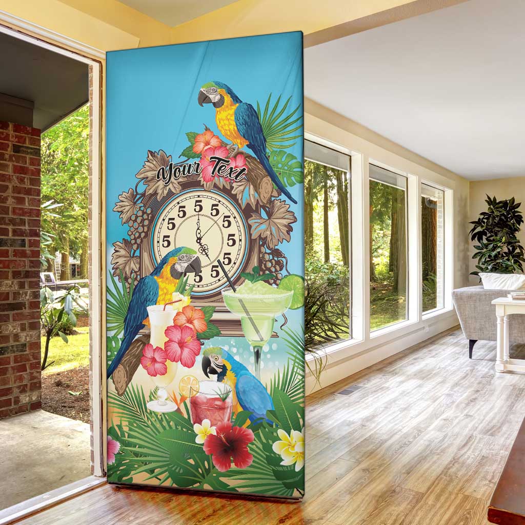 Personalized It's 5 o'clock Somewhere Door Cover Hawaiian Tropical Parrots - Wonder Print Shop