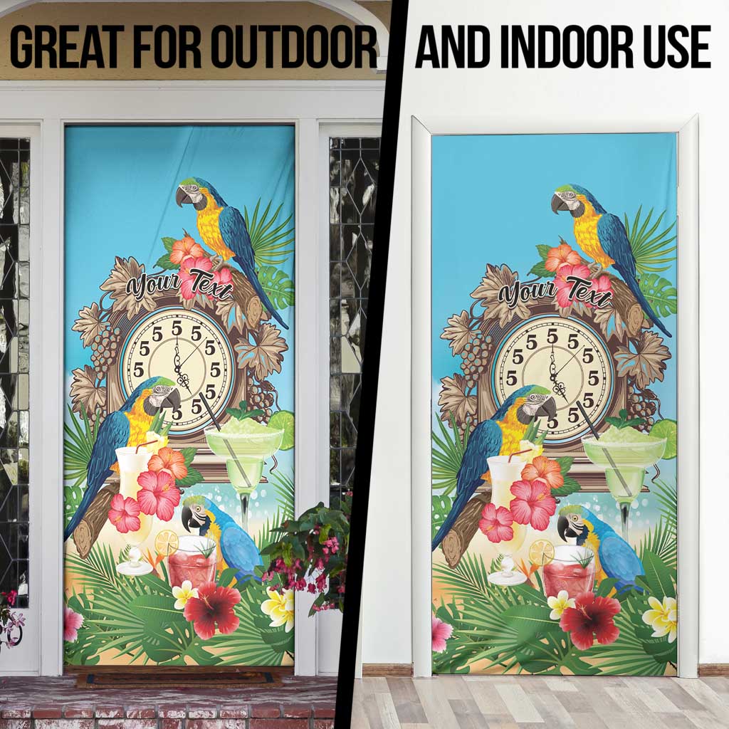 Personalized It's 5 o'clock Somewhere Door Cover Hawaiian Tropical Parrots - Wonder Print Shop