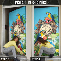 Personalized It's 5 o'clock Somewhere Door Cover Hawaiian Tropical Parrots - Wonder Print Shop