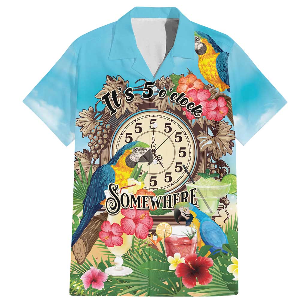 Personalized It's 5 o'clock Somewhere Family Matching Off Shoulder Maxi Dress and Hawaiian Shirt Hawaiian Tropical Parrots - Wonder Print Shop