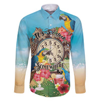 Personalized It's 5 o'clock Somewhere Family Matching Puletasi and Hawaiian Shirt Hawaiian Tropical Parrots - Wonder Print Shop