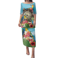 Personalized It's 5 o'clock Somewhere Family Matching Puletasi and Hawaiian Shirt Hawaiian Tropical Parrots - Wonder Print Shop