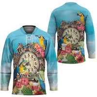 Personalized It's 5 o'clock Somewhere Hockey Jersey Hawaiian Tropical Parrots - Wonder Print Shop