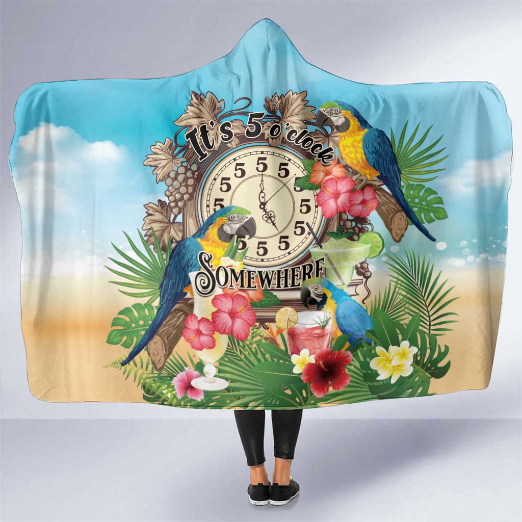 It's 5 o'clock Somewhere Hooded Blanket Hawaiian Tropical Parrots - Wonder Print Shop
