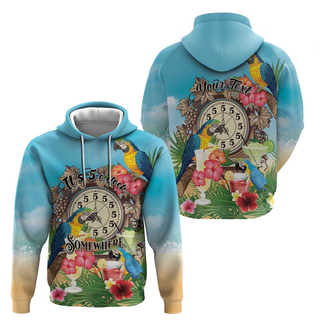 Personalized It's 5 o'clock Somewhere Hoodie Hawaiian Tropical Parrots - Wonder Print Shop