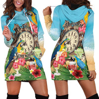 Personalized It's 5 o'clock Somewhere Hoodie Dress Hawaiian Tropical Parrots - Wonder Print Shop