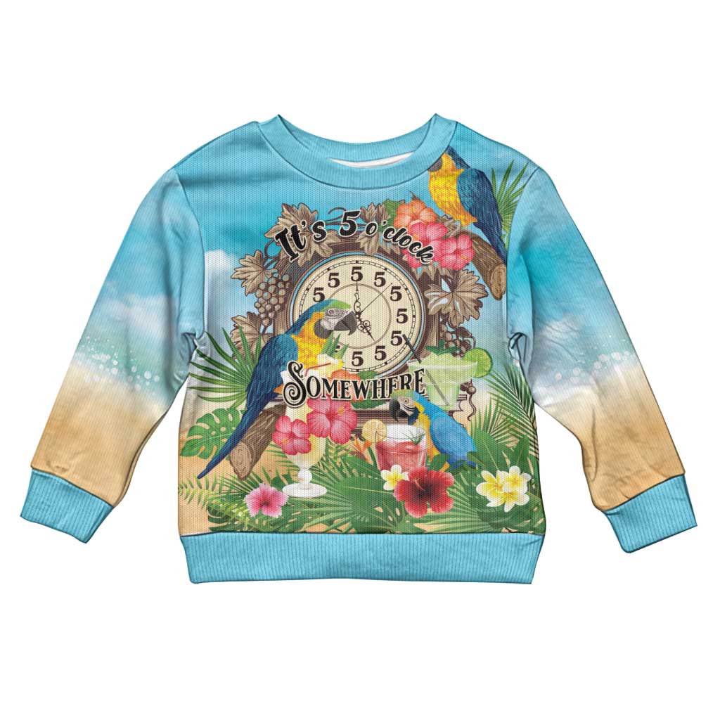 It's 5 o'clock Somewhere Kid Ugly Christmas Sweater Hawaiian Tropical Parrots - Wonder Print Shop