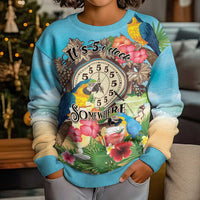 It's 5 o'clock Somewhere Kid Ugly Christmas Sweater Hawaiian Tropical Parrots - Wonder Print Shop