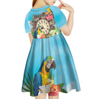 Personalized It's 5 o'clock Somewhere Kid Short Sleeve Dress Hawaiian Tropical Parrots - Wonder Print Shop