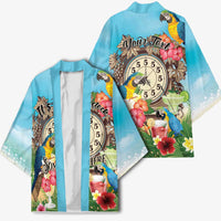 Personalized It's 5 o'clock Somewhere Kimono Hawaiian Tropical Parrots - Wonder Print Shop