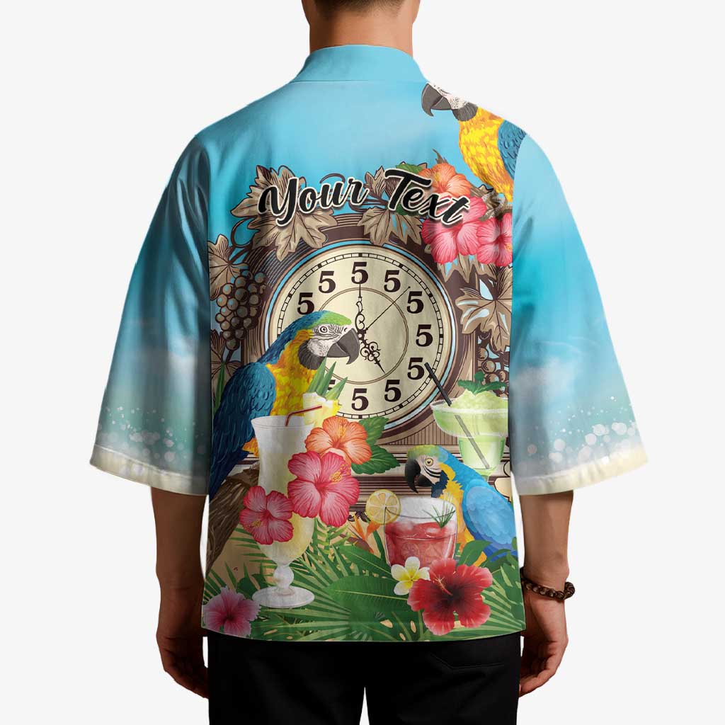 Personalized It's 5 o'clock Somewhere Kimono Hawaiian Tropical Parrots - Wonder Print Shop