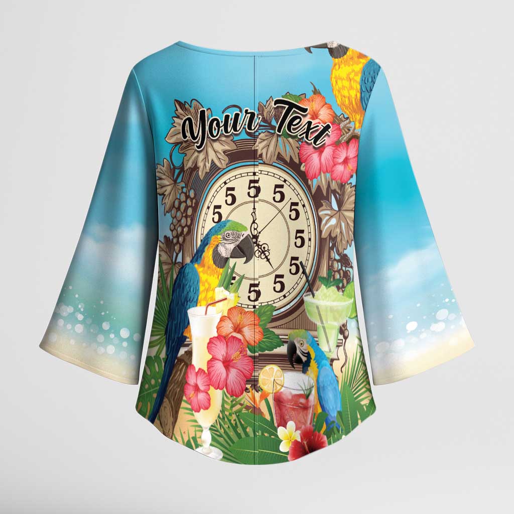 Personalized It's 5 o'clock Somewhere Kimono Sleeve Blouse Hawaiian Tropical Parrots - Wonder Print Shop