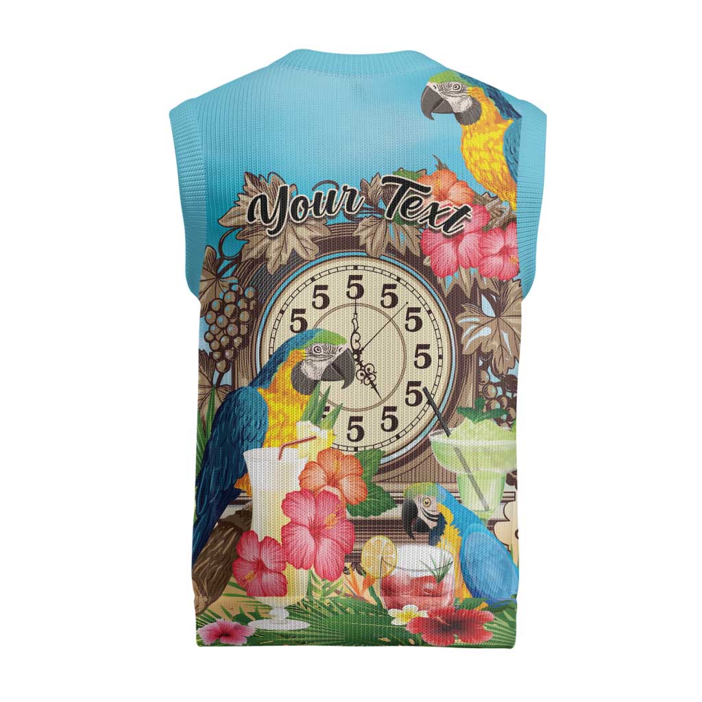 It's 5 o'clock Somewhere Christmas Knitted V-Neck Vest Hawaiian Tropical Parrots - Wonder Print Shop