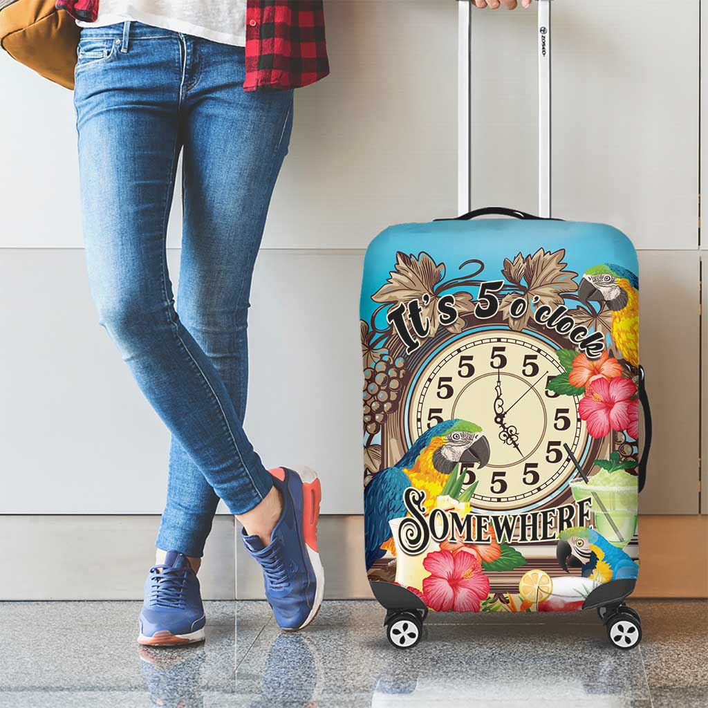It's 5 o'clock Somewhere Luggage Cover Hawaiian Tropical Parrots - Wonder Print Shop
