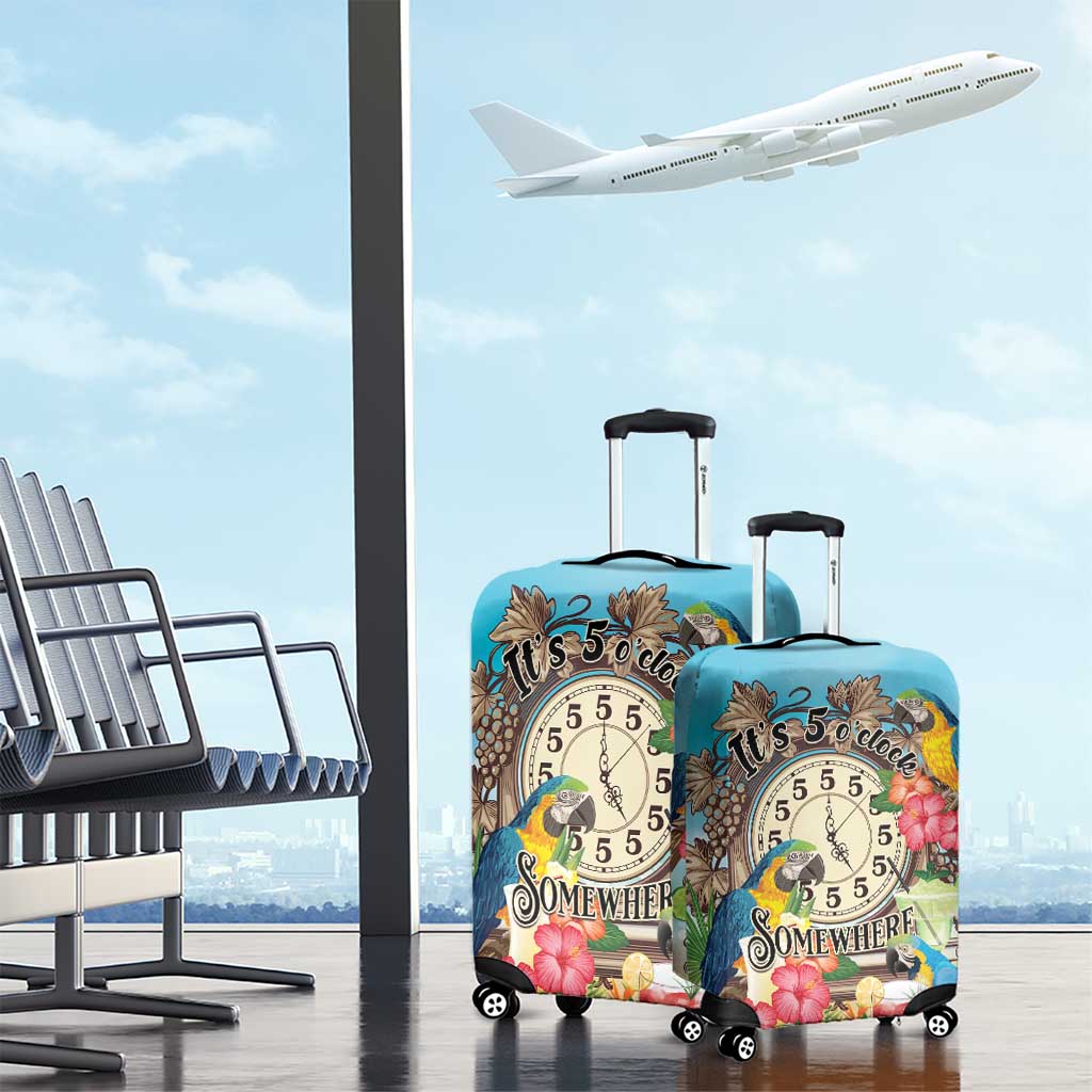 It's 5 o'clock Somewhere Luggage Cover Hawaiian Tropical Parrots - Wonder Print Shop