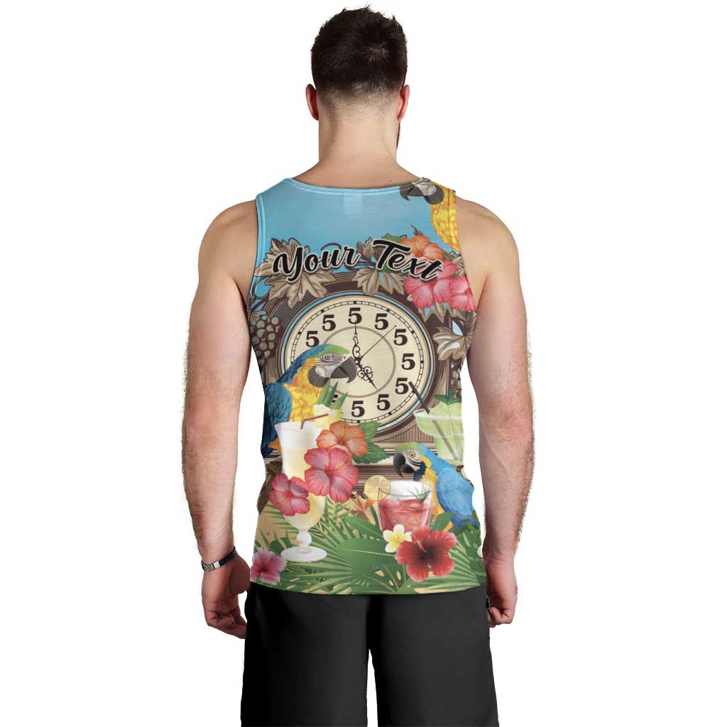 Personalized It's 5 o'clock Somewhere Men Tank Top Hawaiian Tropical Parrots - Wonder Print Shop