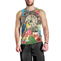 Personalized It's 5 o'clock Somewhere Men Tank Top Hawaiian Tropical Parrots - Wonder Print Shop