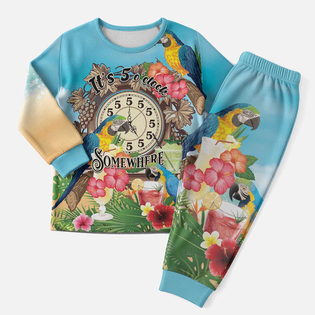 It's 5 o'clock Somewhere Christmas Pajama Set Hawaiian Tropical Parrots - Wonder Print Shop